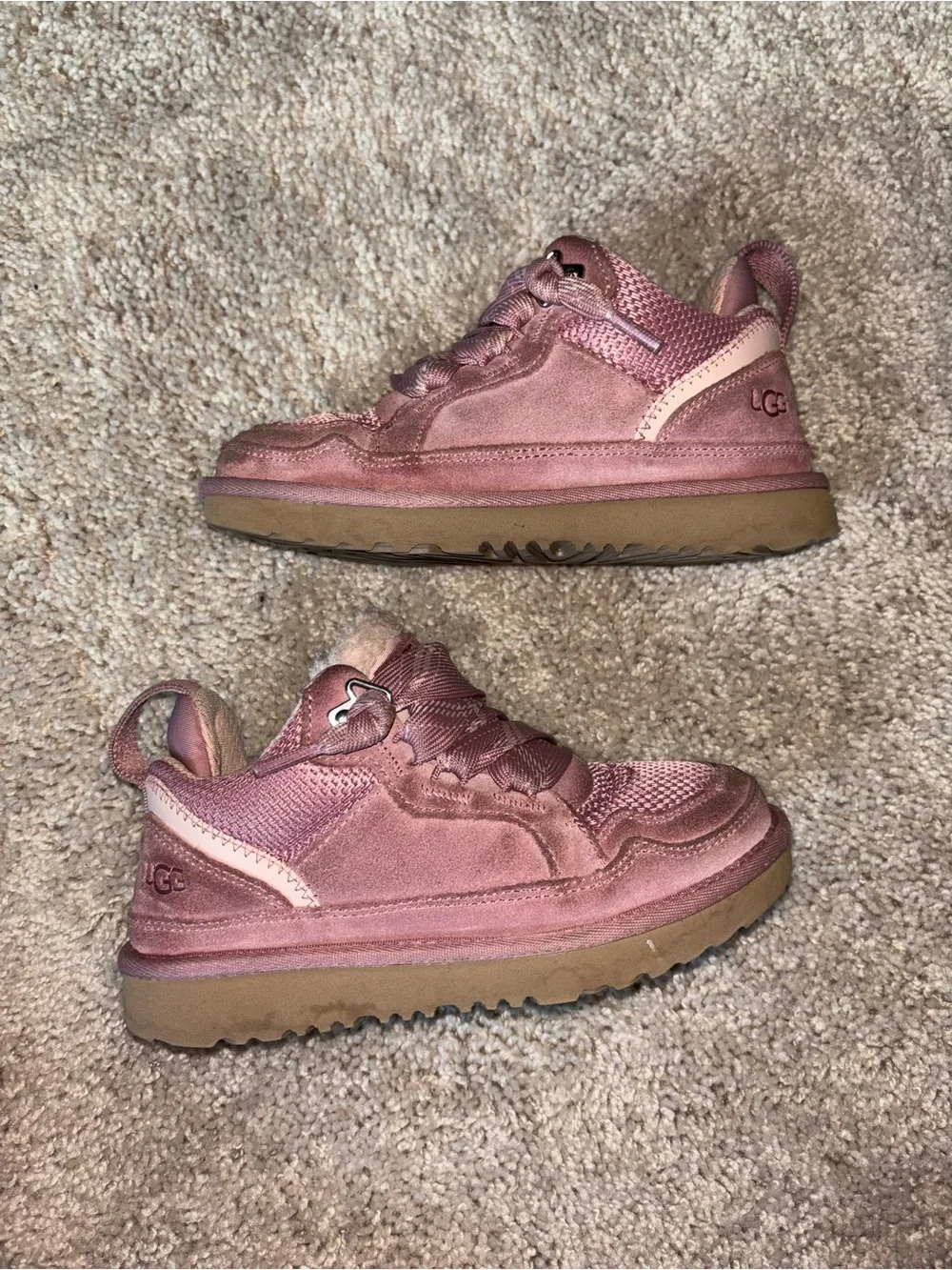 UGG Kids Lowmel Pink Dawn Suede Padded Skate Chunky Sneakers 13 Kids / 13K